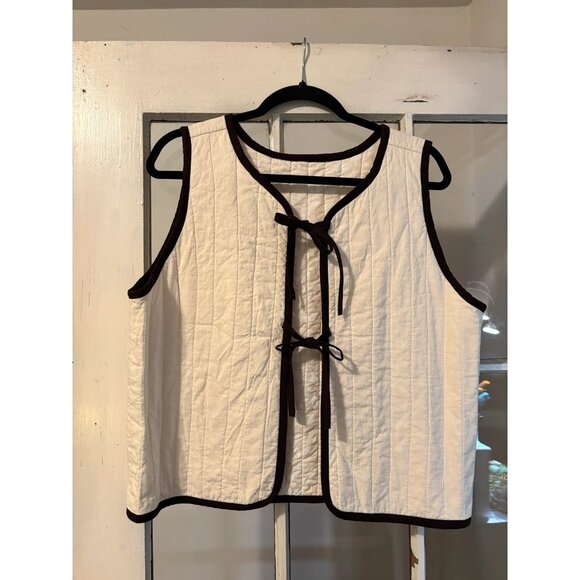 Hand Made Tie Front 100% Organic Cotton Quilted Vest - Picture 1 of 6